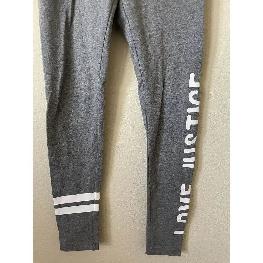 Lot Of 2 Justice Black Gray Striped High Waist Full Length Leggings Size 12